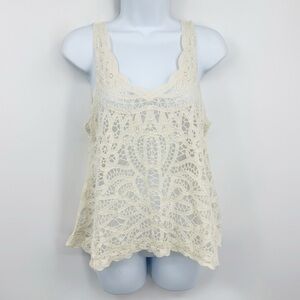 Vintage Y2K Cream Lace Tank Top Size Medium Coquette Boho
